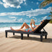 Outdoor Chaise Lounge Chairs Set of 2 with 5-Position Adjustable Backrest, Waterproof PP Sun Loungers for Garden Pool Beach Patio Deck Sunbathing, Black