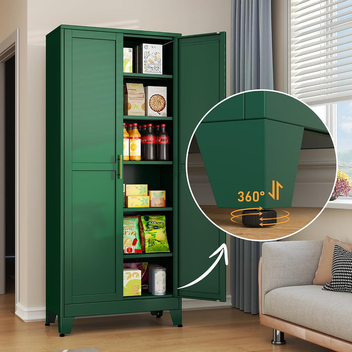 Green Metal Storage Cabinet With Adjustable Shelves
