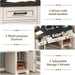 55.1" Modern Farmhouse Executive Desk with Built-In Charging Station, Home Office Computer Desk with 3 Drawers, 2 Adjustable Cabinets, Large Storage Writing Workstation for Working, White