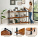 Industrial Bookshelf, Pipe Shelf Bookcase, 3 Tier, 60" Rustic Brown | Solid Pine Shelves, 60 Inch Wide, Black Pipe Frame, 70 Lbs per Shelf, Open Bookcase for Books, Plants, Office