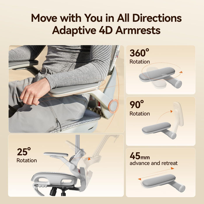 B100 PRO Ergonomic Office Chair with Footrest, 4D Flip-Up Armrests