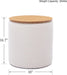 Modern round Ottoman with Storage, 16 Inch Dorm Boucle Ottoman Small Coffee Table, Multi-Functional Wood Foot Rest Stool, Extra Seating Chair for Dorm, Living Room Couch, Bedroom, Off-White