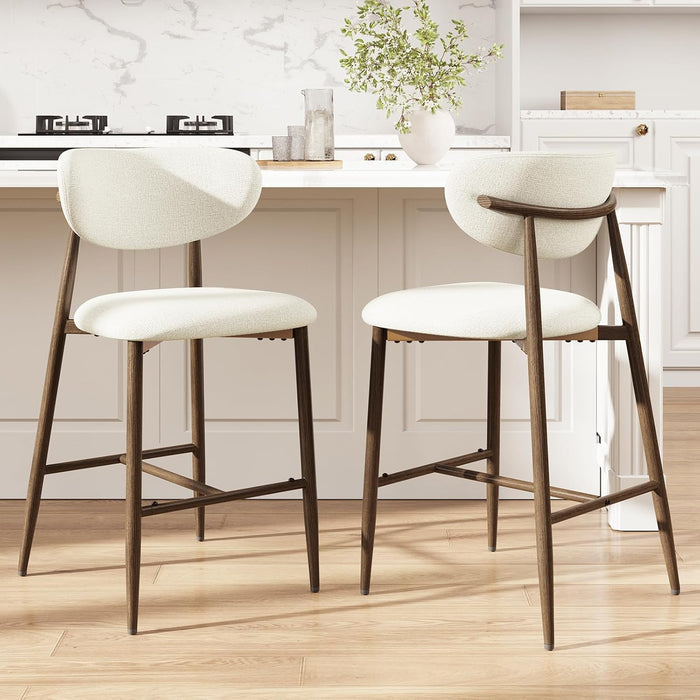 Counter Height Bar Stools with Backs Set of 4, Beige