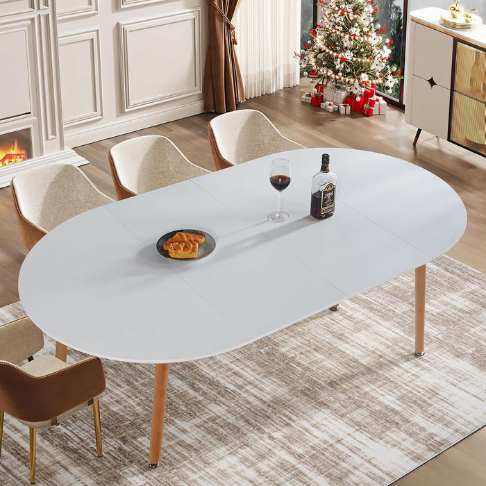 Modern 40"-71" Extendable Oval Dining Table for 4-8, MDF Top with Metal Frame, Space-Saving Expandable Kitchen Table for Home, Office, or Conference Room, Scratch-Resistant & Easy to Assemble