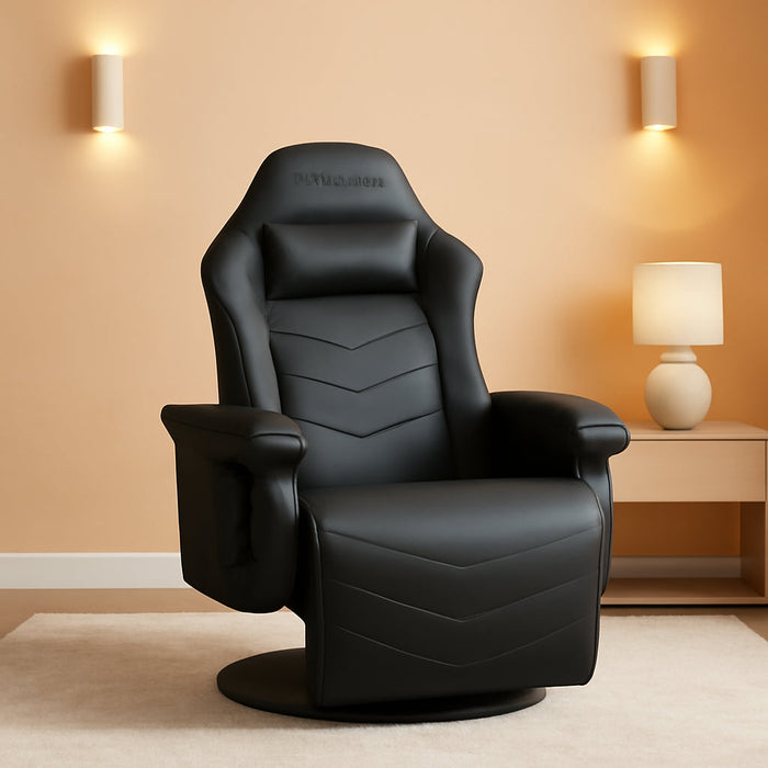 900 Gaming Recliner - Video Games Console Recliner Chair, Computer Recliner, Adjustable Leg Rest and Recline, Recliner with Cupholder, Reclining Gaming Chair with Footrest - Black