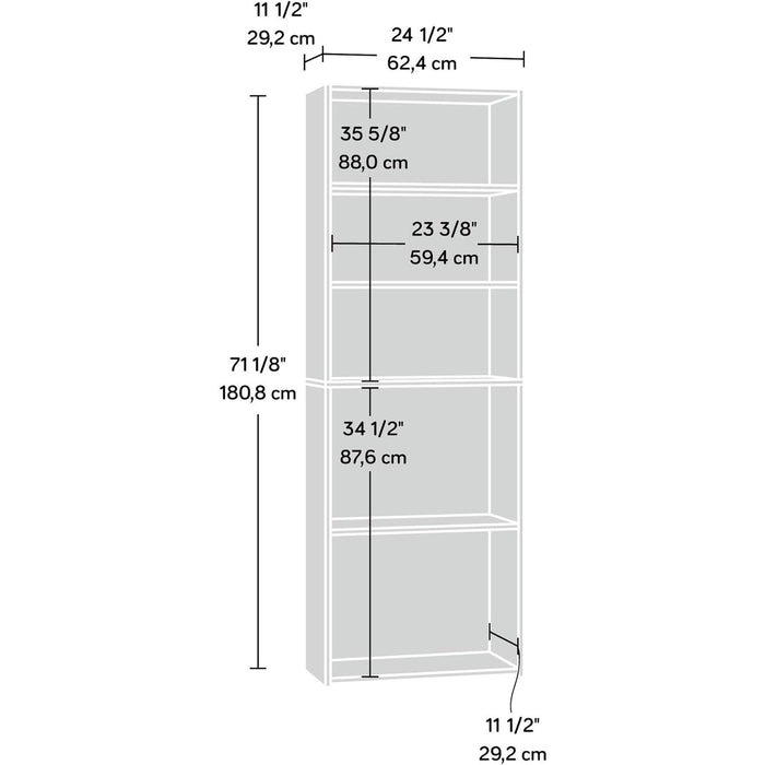Beginnings 3-Shelf Bookcase, Bookshelf with Adjustable Storage Shelves, 24.57" L X 11.5" W X 71.181" H, Highland Oak