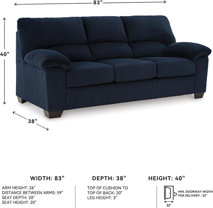 Blue Corduroy Contemporary Sofa For Comfortable Living