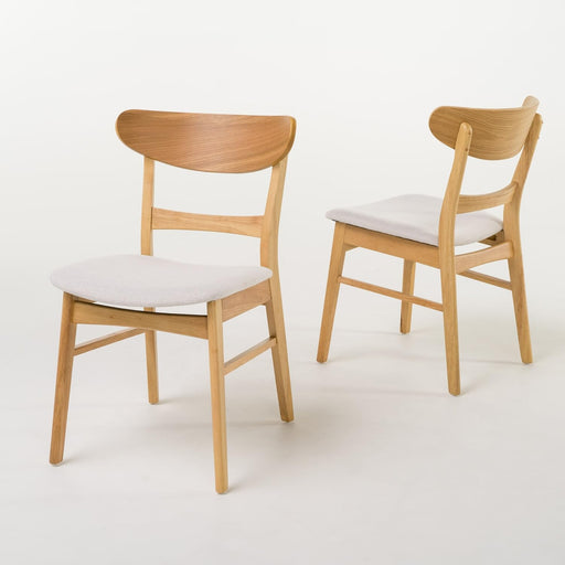 Idalia Dining Chairs, 2-Pcs Set, Light Beige / Oak Finish