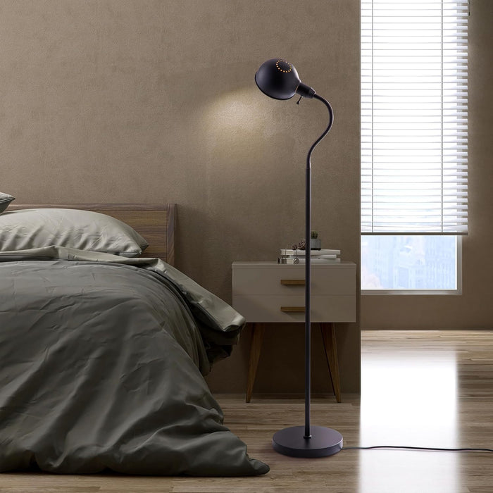 Nova - Adjustable Floor Lamp with Flexible Gooseneck and Rotatable Shade, E26 Socket, 10-Inch Base - Ideal for Reading, Bedside, Living Room, Antique Brass