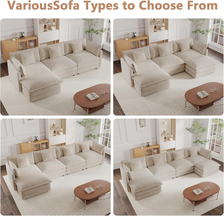 Modular Sectional Sofa 111.5Inch Movable Ottoman Chenille
