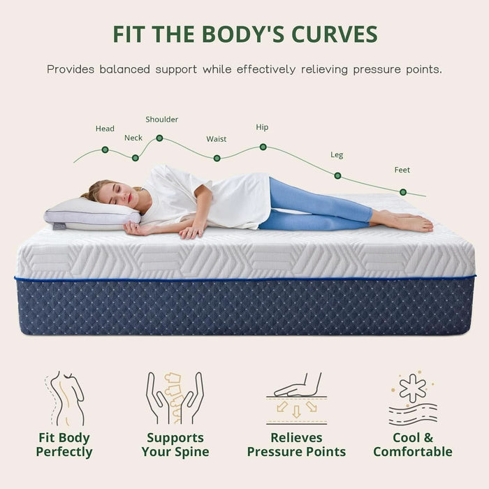 King Mattress, 12 Inch King Size Mattress in a Box, Firm Gel Memory Foam for Contouring Support & Pressure Relief, Assembled in the USA, Certipur-Us Certified, Fiberglass Free