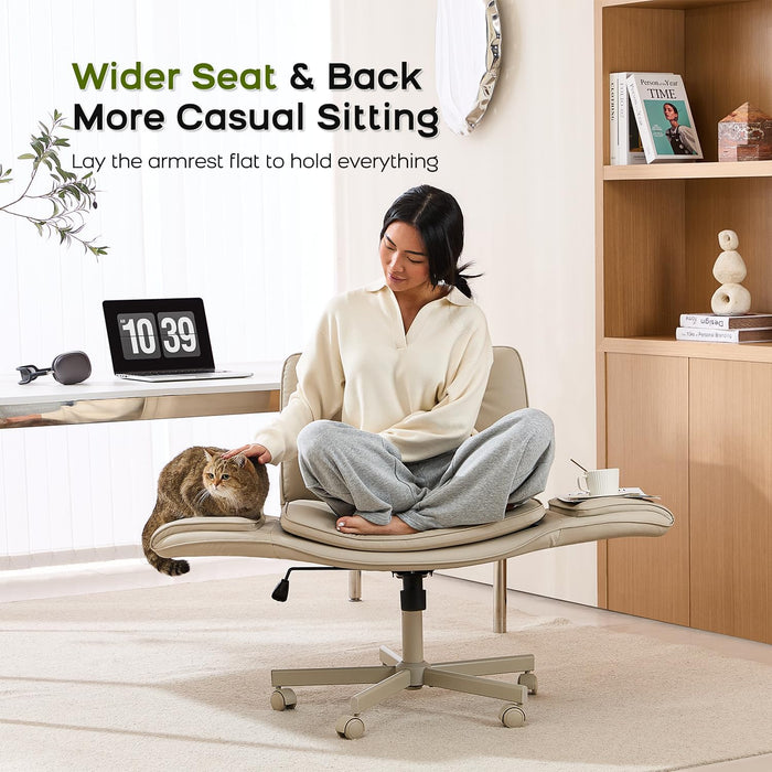 Criss Cross Office Chair, Swivel Makeup Vanity Chair with Wheels