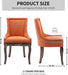 Modern Dining Chairs Set of 2, Fabric Upholstered High Back Chairs with Nailhead Trim and Curved Solid Wood Legs, Sillas De Comedor Accent Chairs for Dining Room, Orange