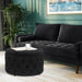 28 Inch round Velvet Storage Ottoman, Button Tufted Footrest Stool Coffee Table for Living Room, Black