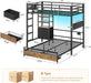 Black HeavyDuty TwinOverFullBunk Bed With Storage Drawers