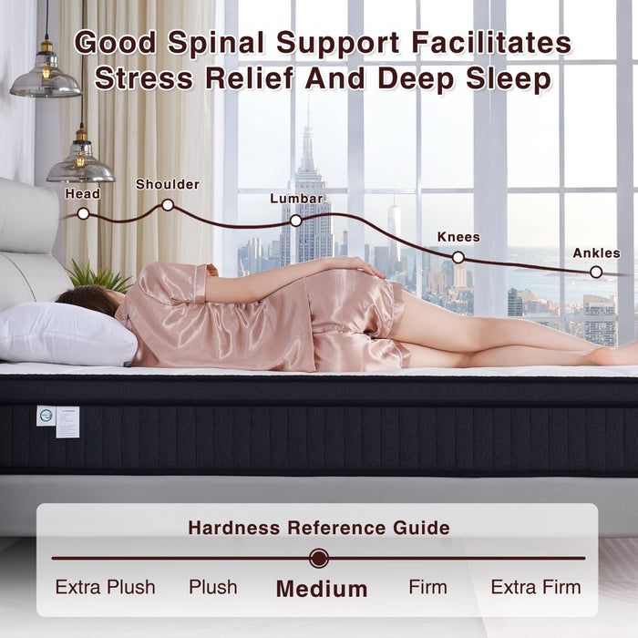 Queen Mattress, 12 Inch Queen Size Mattresses in a Box, Memory Foam Hybrid Mattress with Individual Pocket Spring for Motion Isolation, Pressure Relief, Medium Firm Feel, Certipur-Us