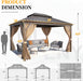 12x14 Hardtop Weatherproof Gazebo With Curtain Netting