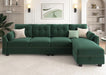 Velvet Convertible Sectional Sofa L Shaped Couch with Storage Ottoman Reversible Sectional Couch Sofa for Small Space,Green