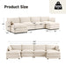 U-Shaped Sectional Sofa Set, Indoor Furniture Convertible Modular Corduroy Sectional Sofa Set with 2 Ottomans for Living Room,Beige