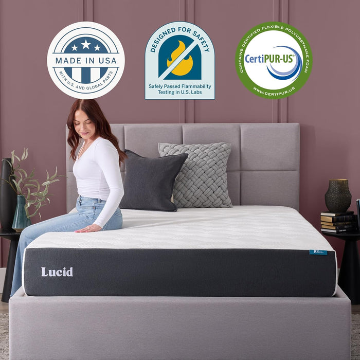 ® 10" Medium Gel Memory Foam Mattress – Bamboo Charcoal & Cooling Gel – Fiberglass Free – Bed in a Box – Certipur-Us® Certified – Queen Size