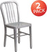 Gael Indoor/Outdoor Modern Metal Dining Chairs, Commercial-Grade Galvanized Steel Restaurant Chairs, Set of 2, Silver