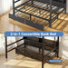 Queen Over Queen Metal Bunk Bed USBChargingPortsAndLED