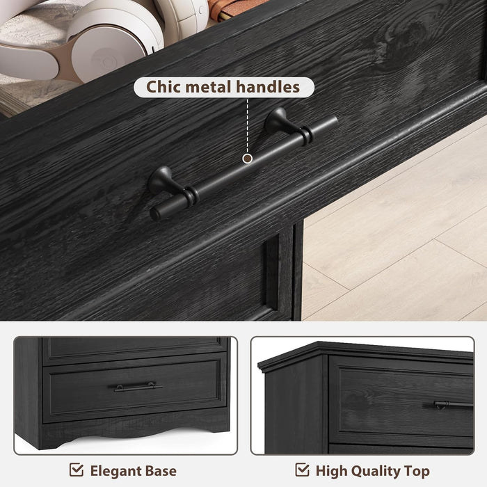 Black 7 Drawer Dresser for Bedroom, 52" Tall Chest of Drawers