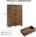 Fluted 5 Drawers Dresser for Bedroom, 45.3" Tall Modern Chest of Drawers with Metal Handle, Natural Wooden Dresser TV Stand Boho Deep Drawer Dresserfor Bedroom Living Room-Brown
