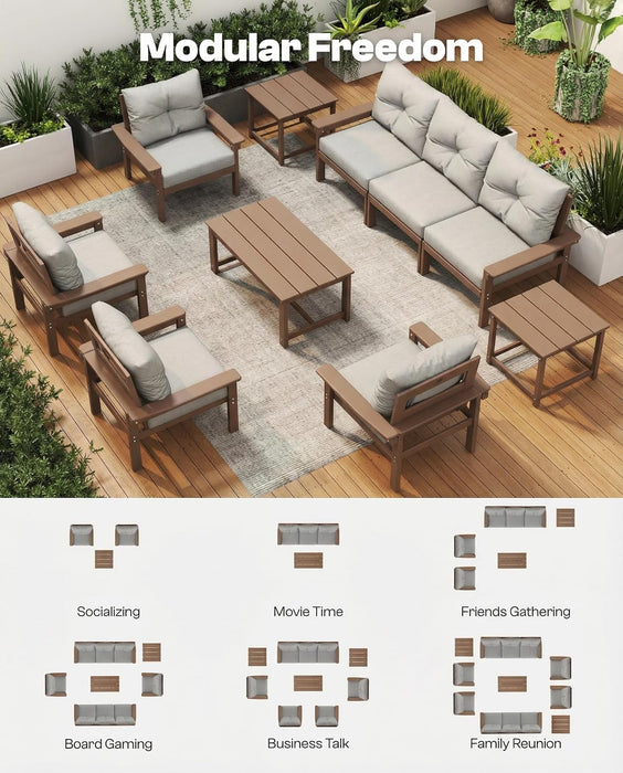 3-Piece HDPE Outdoor Patio Furniture Conversation Set