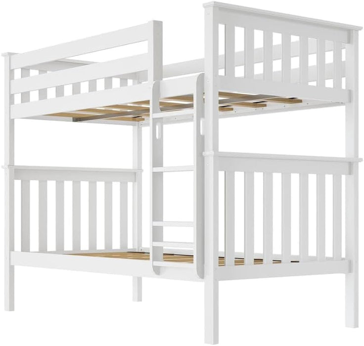 White NewZealandSolidPine Twin Over Twin BunkBedFrame