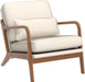 Accent Chair Mid-Century Modern Chair with Pillow Linen Fabric Upholstered Lounge Arm Chair with Solid Wood Frame & Soft Cushion for Living Room, Bedroom, Balcony, Beige