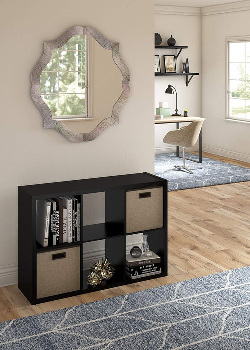Closetmaid 6 Cube Storage Shelf Organizer Bookshelf with Open Back, Vertical or Horizontal, Easy Assembly, Wood, Black Finish