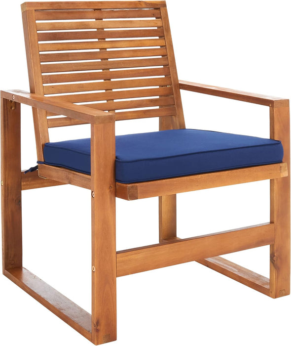 Home Collection Hailey Outdoor Living 4-Piece Acacia Patio Furniture Set, Brown and Navy