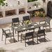 Outdoor Patio Dining Table Sets 7-Piece Aluminum and HDPS All-Weather Table and Chairs with Umbrella Hole, Patio Modern Furniture Sets for Garden, Backyard, Lawn, and Poolside, Charcoal