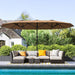 14.4Ft Large Patio Umbrella with 36 Solar LED Lights, Double Sided Outdoor Umbrella with Base Included