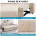 84.64 In. Velvet L-Shaped Sleeper Sectional Sofa with Square Arms In. Beige, Reversible Chaise, and Pull-Out Sofa Bed