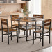 Round Dining Table Set for 4, 5-Piece Kitchen Table and Chairs with Storage Shelf, Circle Dinner Table Set with Wooden Tabletop & Metal Legs, for Kitchen & Dining Room, Rustic Brown and Black