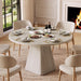 47 Inch round Dining Table for 4-6, Pedestal Kitchen Dinner Table White