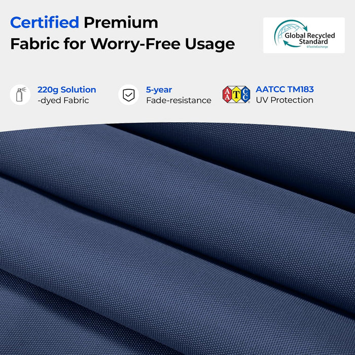 9FT 3-Tiers Outdoor Patio Umbrella with 5-Year Fade Resistant,Vented Outdoor Commercial Market Umbrella with UPF50+ UV Protection & Push Button Tilt and Crank for Pool,Backyard(Navy Blue)