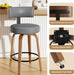 Swivel Bar Stools Set of 4, 26" Upholstered Faux Leather Counter Height Bar Stools with Back and Bentwood Legs, Mid Century Modern Bar Chairs Island Stools for Kitchen Counter, Dark Grey