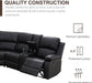 Manual Recliner Sectional Sofa Set, Bonded Leather L-Shaped Living Room Furniture Sets, Reclining Corner Couch with Drop-Down Table/Storage Console/Cup Holders for Home Office (Black, Sectional)