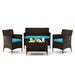 4 Pieces Comfortable Mix Brown Outdoor Rattan Sofa Set with Glass Coffee Table