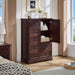 Farmhouse Dresser for Bedroom, Tall Chest of Drawers, Dark Cherry