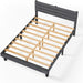 Queen Upholstered Platform Bed Frame with Headboard,Linen Dark Gray