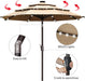 USA 10-Year-Non-Fading 9Ft 3-Tier Market Patio Umbrella, Commercial Table Umbrella with 80 Solar LED Lights, Crank Open, Windproof & UPF 50+ UV Protection for Garden, Deck, Pool, Backyard, Heather Beige