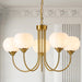 Goldtone Finish Five Lighting Milk Glass Chandelier