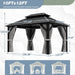 10'X12' Gazebo Hardtop Gazebo, Aluminum Pergola with Double Galvanized Steel Roof, Permanent Outdoor Metal Canopy with Curtain and Netting for Patio, Backyard, Deck,Grey