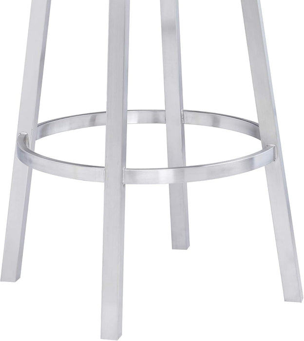 Madrid 30" Seat Height Swivel Modern Black Faux Leather and Brushed Stainless Steel Bar Stool for Kitchen Island Counter