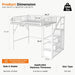 Full Size Loft Bed with Built-In Storage Stairs, Wardrobe, Metal High Loft Bed Frame with Sided Guardrail, Solid Slats, Space Saving Loft Bunk Bed Frame with Wardrobe for Kids Teens, White
