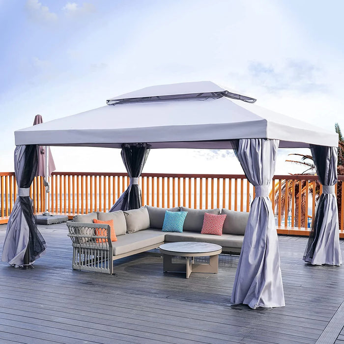 Outdoor 10 × 13 Ft Soft-Top Gazebo, Water-Resistant